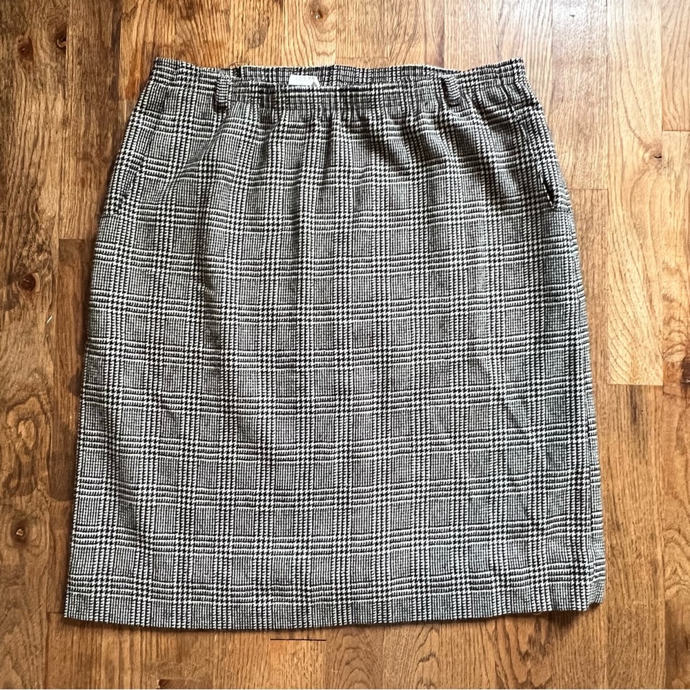 Alfred Dunner Classic Black and White Checkered Pencil Skirt Houndstooth